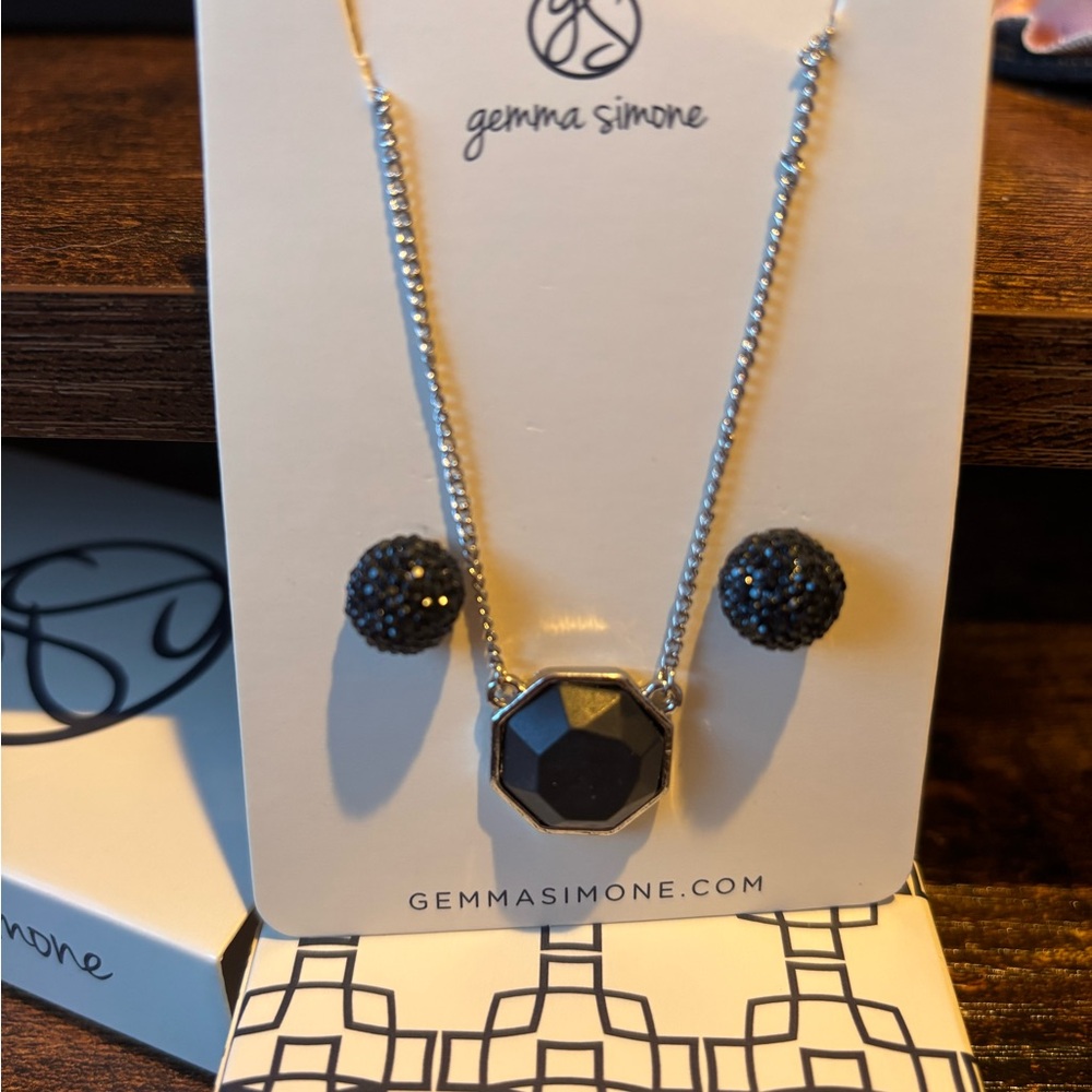 Black and Silver Necklace and Earring Set